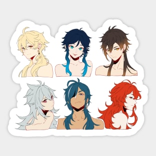 Long-Haired Genshin Impact Boys With Their Hair Down Clean Version Sticker